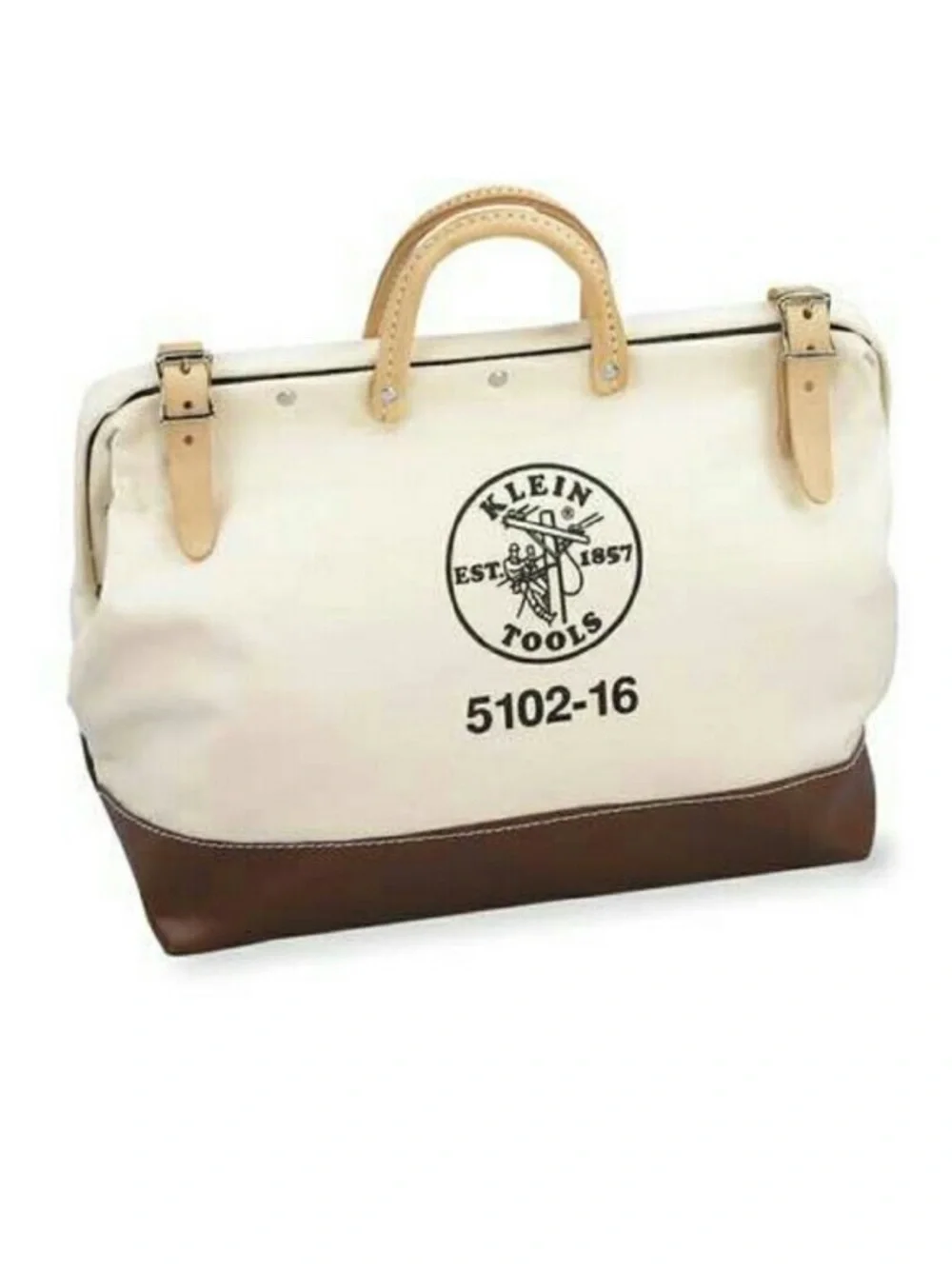 Klein Tools 5102-16 Canvas Leather Tool Bag Wide Mouth Heavy Duty Made in USA